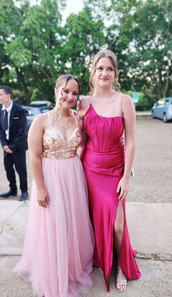 Our matriculants, Mia Schutte and Anke Bosman, arrive at the High School Dance.