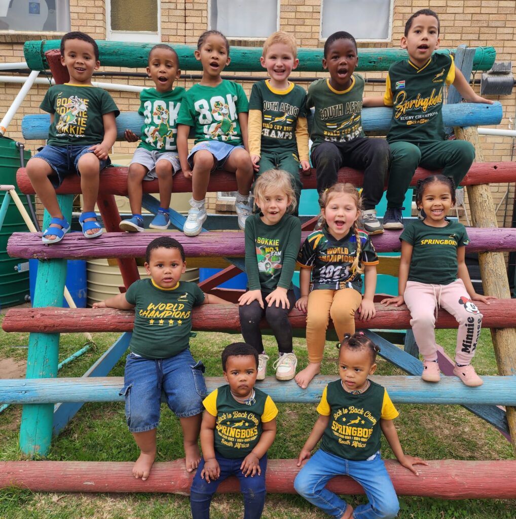 Preschool learners also took part in supporting the Boks.