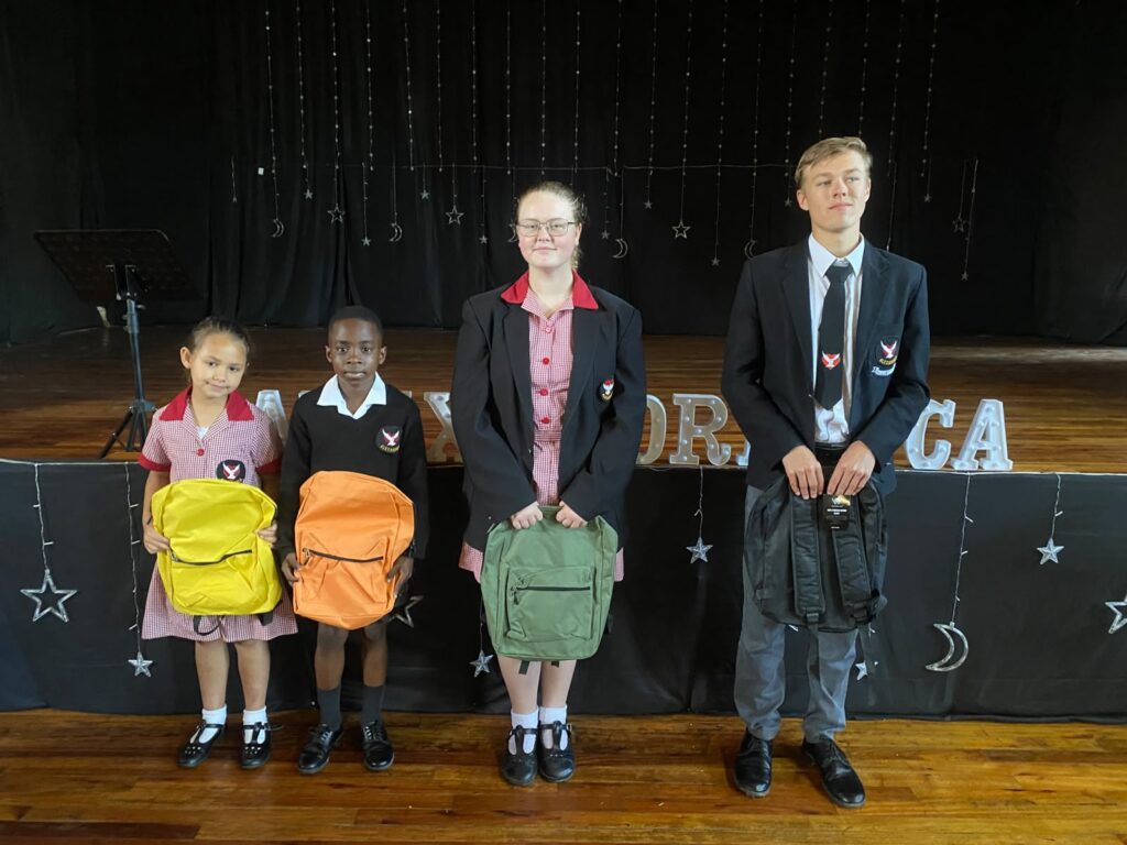 The winners of the Bible Trivia competition: Anya Petzer, Licebo Bangeni, Kayla Bothma and Samuel Brand.